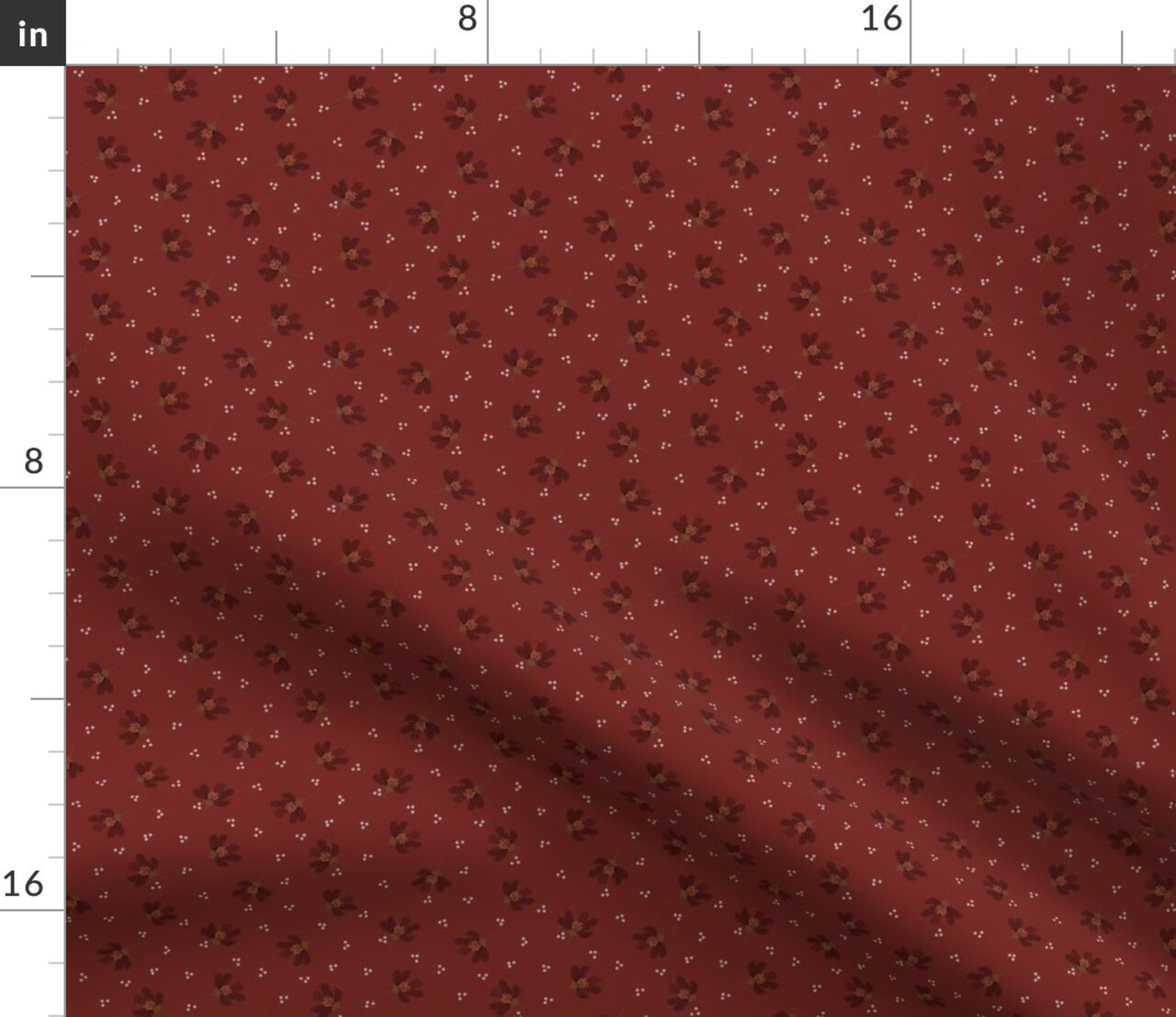 Red Flowers Moody Burgandy Dark Botanical Nature Small Scale Gothic Vintage Inspired Custom Printed Fabric by Spoonflower Various Fabrics by the Yard or Fat Quarter